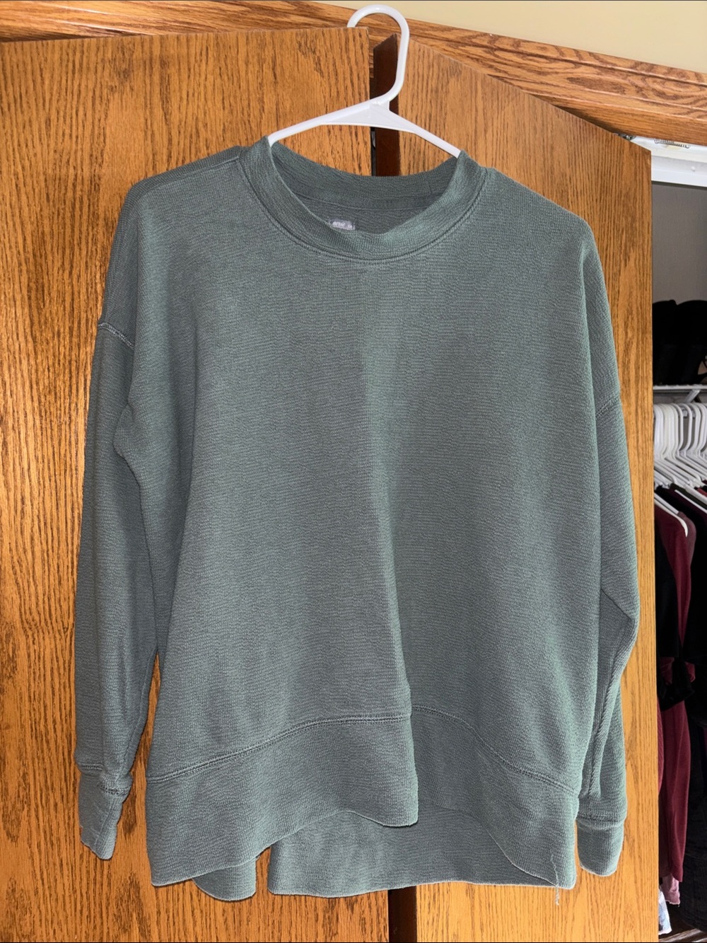 AERIE Lightweight Dusty Green Crewneck Sweatshirt